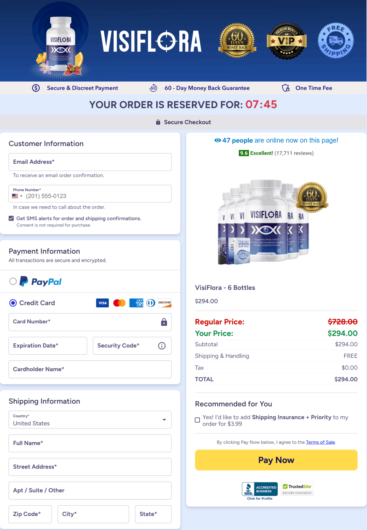VisiFlora secure checkout
